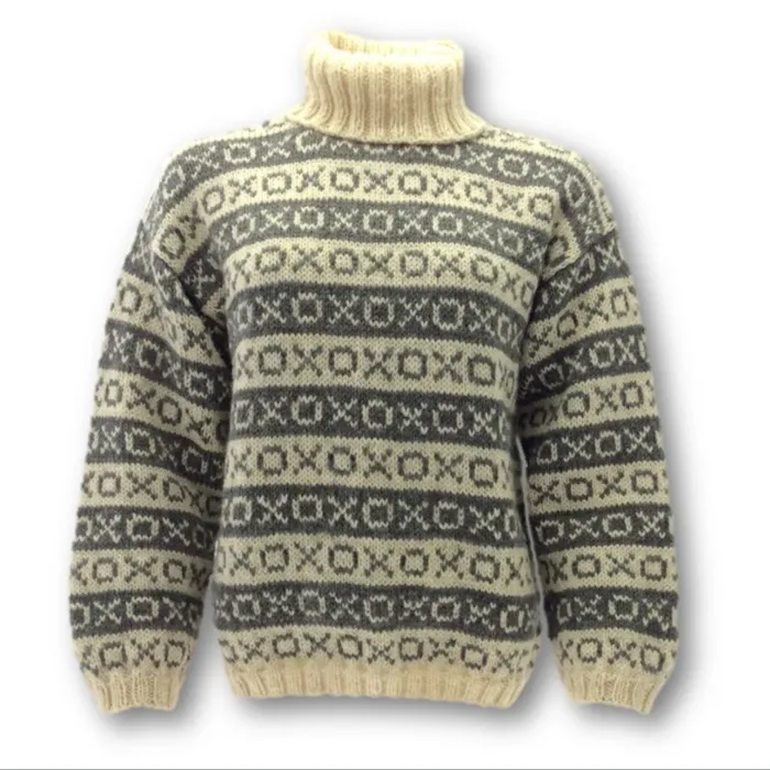 Gepard Nordic OXO Border Sweater, grey/white