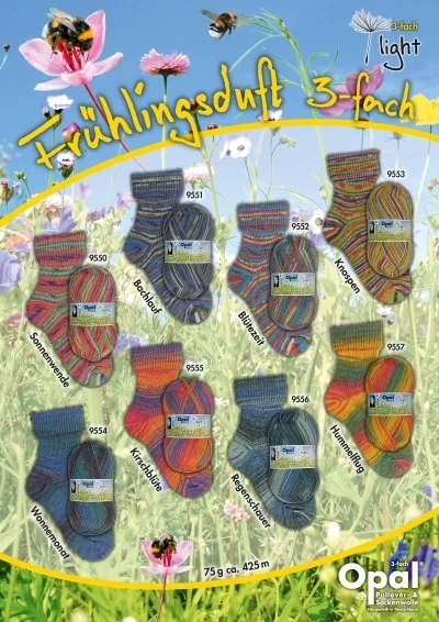 Opal strømpegarn Light Fruhlingsduft 3-trd