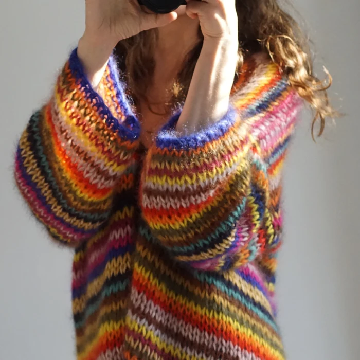 Gepard Gefion multi stripe mohair cardigan